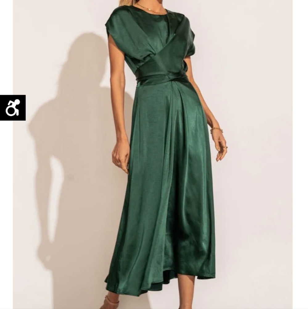 BOHME Rosalind Midi Dress in Emerald Green Size Small